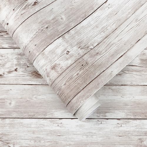 Heroad Contact Paper Peel and Stick Wallpaper Wood Grain Contact Paper for Cabinets Countertop Waterproof Removable Wallpaper Self Adhesive Decorative Shiplap Papel Tapiz para Pared 17.7''x787'' - size: 17.7" x 787"