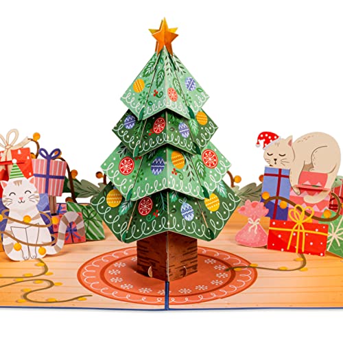 Paper Love 3D Christmas Tree Pop Up Card, Gift for Christmas or Holidays, 5" x 7" Cover - Includes Envelope and Removable Note Tag - color: Christmas Tree