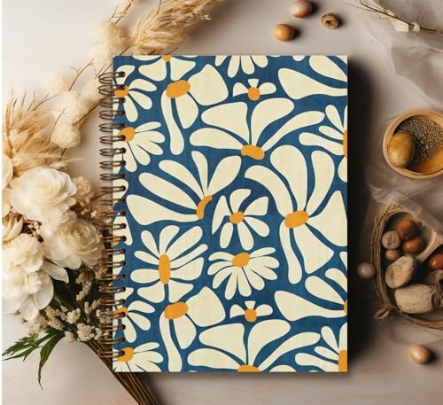 Vintage Aesthetic Flower Spiral Notebook Journal, 5.5×8.3 Inch - color: flower 8