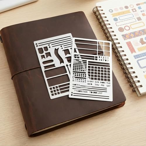 Ymapinc Metal Stencils for Journaling, 2pcs Calendar Stencil for Planner