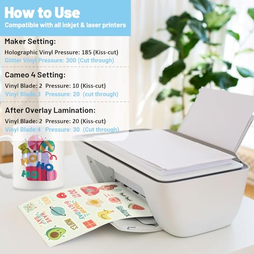TECKWRAP Printable Vinyl Sticker Paper, Glow in the Dark Sticker Paper for Printer, A4 Inkjet Printable for Custom Stickers, Photo Paper Printing Paper, 8.26" x 11.69" 14 Sheets/Pack - color: 14pcs Glow in Dark