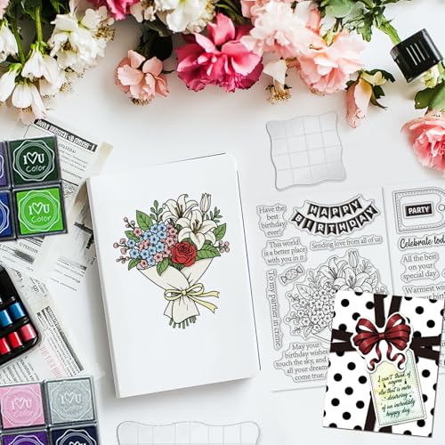 6 Pcs Clear Stamps for Birthday Card Making Supplies 20 Ink Pad - style: 29Pcs Celebrate Clear Stamps