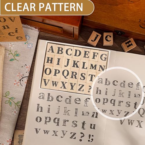 28-Piece Wooden Alphabet Stamps Set, Rubber Letter Stamps for Scrapbooking - size: Letter Stamps