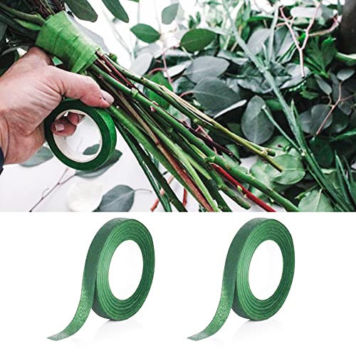 Woohome 2 Roll Florist Stem Wrap, 12mm Width Floral Tape Bouquet Tape, 90 Feet/Roll Flower Tape - color: 2PCS Green