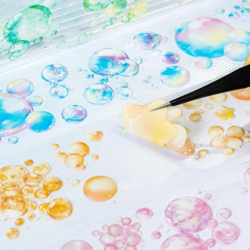 PET Tape Stickers for Scrapbooking,Bubble Aesthetic Stickers for Journaling - color: Greenwood