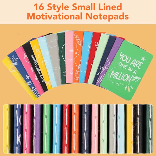 BESARME 16 Pack Mini Inspirational Notebooks, A6 Lined Pocket Journals | 16 Assorted Quote Designs, 3.54 x 5.51 In A6 Size, Lined Pages, Smooth Paper, For Appreciation Gifts, School, Church, Notes - color: White