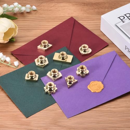 PATIKIL 30x40mm Blank Wax Seal Rectangle Sealing Wax Stamp Brass Head Gold - size: 30x40mm