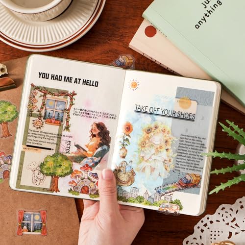 Warm Glimpses Sticker Series Scrapbooking Supplies for Junk Journal, 24 Sheets PET Stickers - Vintage Journaling Stickers - color: Warm Glimpses Sticker Series