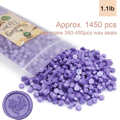 Pearl Purple Wax Seal Beads 1450pcs (1.1lb), Andotopee Premium Sealing Wax Beads for Wax Seal Stamp, Affordable Wax Pellets Refill Pack for Wax Seal Kit, Wedding Invitation, Envelope Seal, Crafts - color: Pearl Purple