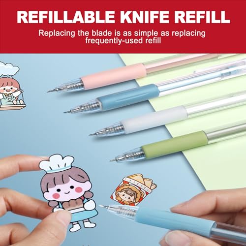 6 Pack Retractable Precision Craft Knife Pen Set, Hobby Paper Cutter with 6 Assorted Colors for Art Crafting Scrapbooking Sticker Cutting DIY Detail Projects