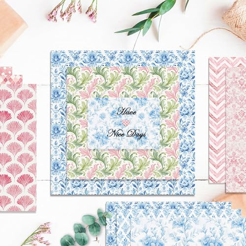 VIVIQUEN 24 Pack Multi-color Floral Scrapbook Paper, 12-inches Pink Flower Double-Sided Specialty Craft Paper Spring Garden Folded Flat for DIY Background Card Art Photo Album Decor