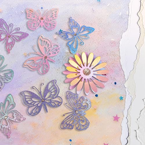 24 Sheets 6x6 Glitter Ombre Pastel Cardstock Paper Pad - Shimmer Gradient Double Sided Decorative Craft Paper for Card Making, Scrapbooking, Journaling, Origami, DIY Spring Crafts