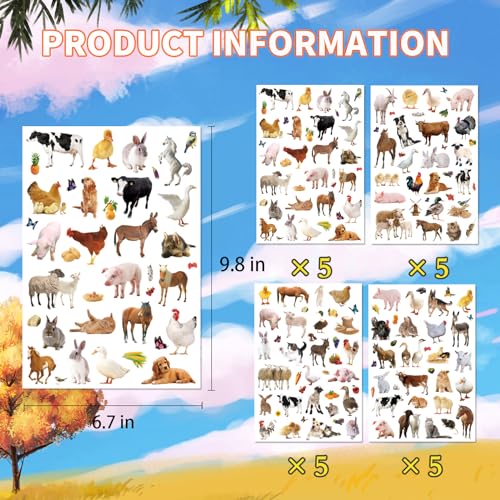 Farm Animals Stickers 720 Count Farm Animal Barnyard Cow Sheep Chicken Stickers Party Favors Gifts Sticky Decor for Scrapbook Calendar Planner Gift Wrap Decor - color: Farm