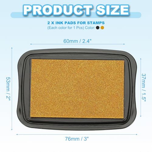 PATIKIL 3"x2" Large Stamp Pad, 2Pcs Washable Craft Ink Pad for Rubber Stamp Card Making Stamping Scrapbook Fingerprint Handprint, Golden/Black - color: Golden/Black