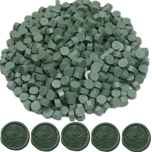 Olive Green Wax Seal Beads - 400Pcs Octagon Sealing Beads Set for Wax Seal Stamp, Gift Wrapping, Letter Sealing - color: Olive Green