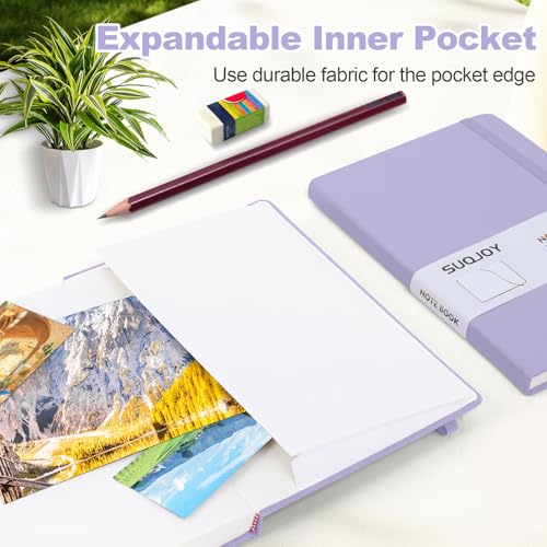 SUQJOY Lined Journal Notebooks, 160 Pages, 5.5x 8.2-Inch Journals for Women Men, Hardcover Notebook with 100 gsm Thick Paper, A5 Size College Ruled Notebook (Purple) - color: Purple, size: 1 Pack