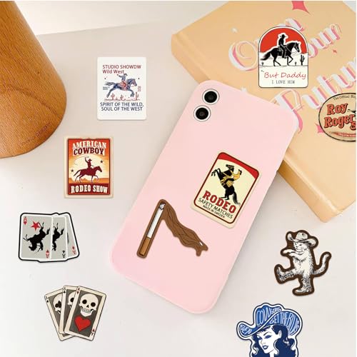 Goth Western Stickers Pack, Vintage Western Country Vinyl Waterproof Sticker for Water Bottles Laptops Cowboy Hats Scrapbooking Journaling,Cool Cowboy Decals for Teens Adults 50Pcs