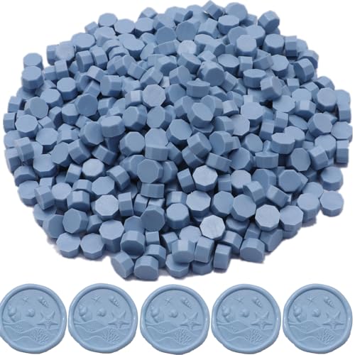 Dust Blue Wax Seal Beads, 400Pcs Sealing Wax Beads, Octagon Wax Sealing Beads, Sealing Wax Beads Set for Wax Seal Stamp, Gift Wrapping, Letter Sealing (Dust Blue) - color: Dust Blue