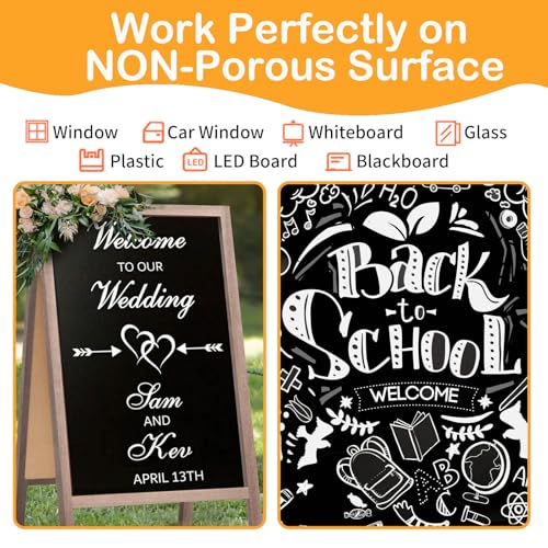 White Window Chalk Markers Pen, 5 Pack White Window Chalk Markers for Cars Glass Washable - Ideal for Use at Home, School, Office, Erasable, Dust-Free, Non-Toxic, 5 Nib Sizes (1, 3, 6, 10, 15mm) - size: 5 pcs White Multi-Size