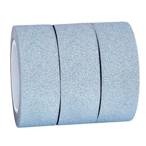 GORGECRAFT 10M*15mm*3 Rolls Glitter Adhesive Tape Foil Masking Tapes Sky Blue Washi Paper Stick for DIY Scrapbook Decorative Adhesive Sticker Craft and Gifts Wrapping Car Furniture Walls - color: Sky Blue