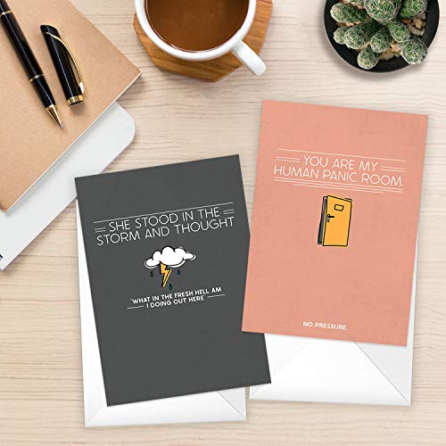 Canopy Street Snarky Encouragement Note Cards / 12 Motivational Cards With White Envelopes / 5" x 7" Funny Greeting Card Pack / 6 All Occasion Humorous Illustration Designs - color: Snarky Encouragement