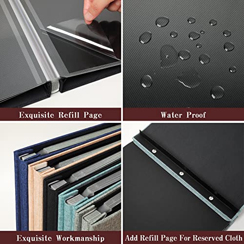 Spbapr Large Photo Album Self Adhesive Linen Cover Magnetic Scrapbook Album DIY Scrap Book 60 Black Sticky Pages for 3x5 4x6 5x7 8x10 Pictures with A Metal Pen - color: Light Gray, size: 11''x10.6''60pages