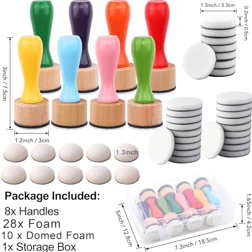 47 Packs Ink Blending Foam Pads Set, Include 8 Pcs Round Alcohol Ink Mini Applicator Tools and 38 Pcs Replacement Foam Pads 1 Storage Box for for Drawing Distressing Blending Card Making Stammping - color: Colorful 47PCS/Sets