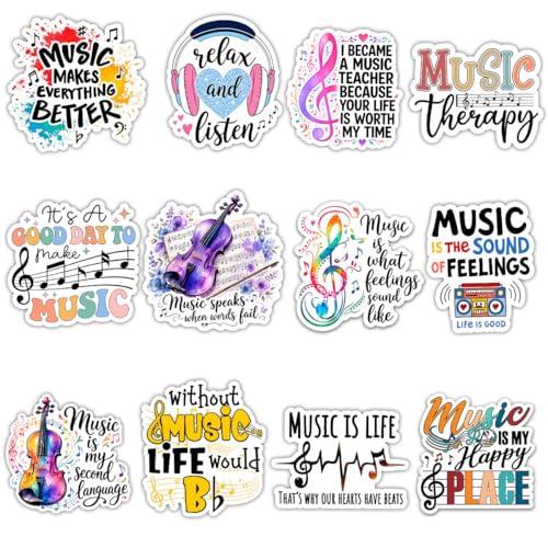 (12pcs-3in) Music Lover Sticker Funny Stickers Inspirational Music Gifts - color: Music Notes
