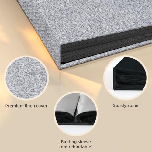 Popotop Photo Album 4x6 48 Pockets for Wedding Gifts,Linen Hardcover Picture Albums for Family Anniversary Baby Vacation Pictures - color: Gray, size: 48 Pockets