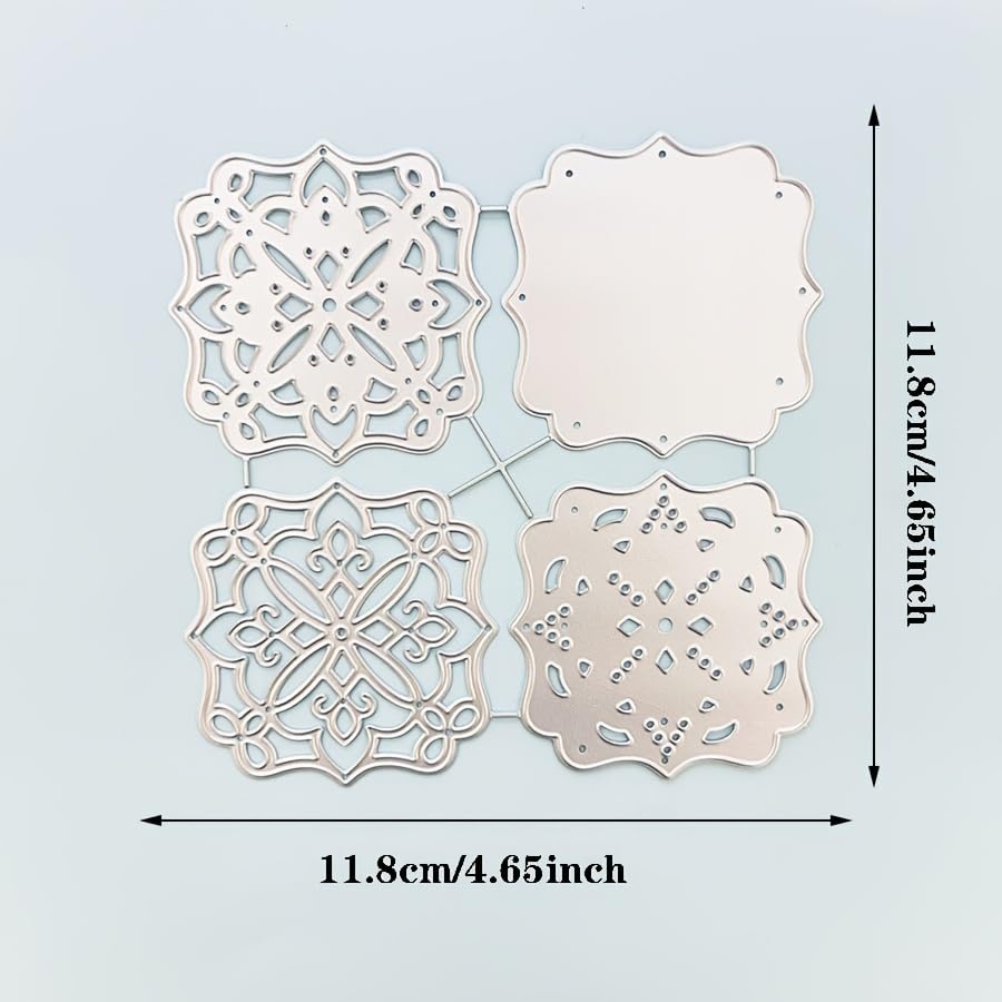 Lace Layered Frame Dies Cuts for Card Making, Irregular Pattern Cutting Dies, Metal Die Cutting Mold, Scrapbooking Dies, DIY Etched Embossing Stencil for Craft - color: Silver-4layers