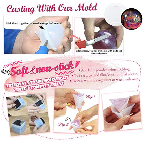 FUNSHOWCASE Sphere Resin Epoxy Silicone Molds for Jewelry Casting, Candle Making, Wax, Homemade Soap, Bath Bomb Craft Assorted Size 8-Count - size: 8 molds 0.8"-4"