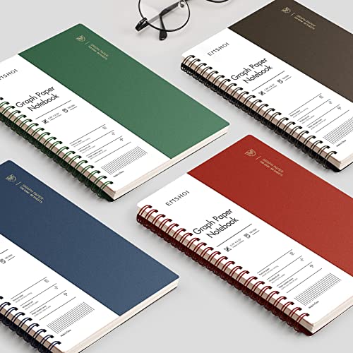 EMSHOI Graph Grid Journal Notebook, 4 Pack, 640 Pages, A5 (5.7" x 8.2") - color: Brown Blue, style: A5-Graph