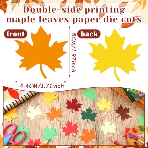600 Pcs Maple Leaf Paper Cutouts for Bulletin Board, 1.97'' x 1.73'' Colorful Leaf Die Cuts Paper Shape for Classroom Decorations, Autumn Theme DIY Craft Project, School Wall Decor, 9 Colors - style: Maple Leaves