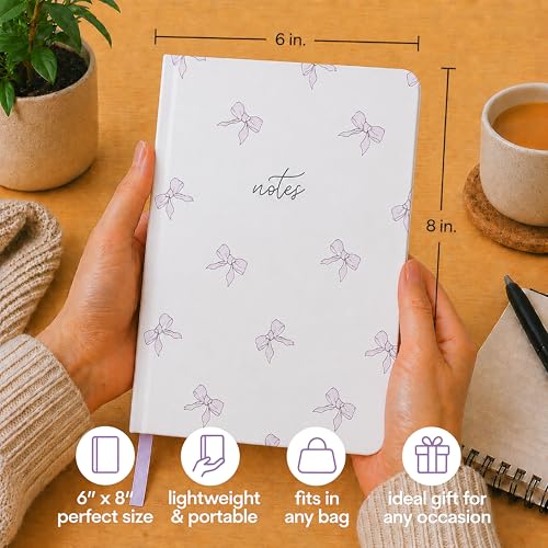 WORLD TRAVELER Eccolo A5 Lined Journal 256 Ivory Pages Lay Flat 6x8 - color: Purple Bow