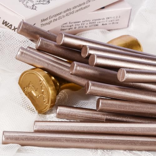 16 PCS Champagne Mini Wax Seal Sticks for Glue Gun, 0.7-inch Diameter | Making wax seals for wedding invitation, thanks cards and envelopes, christmas gift wrapping, place card - color: Champagne, size: Small