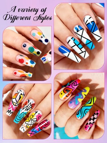 EBANKU 24 Colors Nail Art Pens, 3D Double Head Quick-Drying Nail Art Markers Acrylic Paint Nail Point Dotting Liner Pen No Squeeze Needed for Christmas Party - color: 24 Colors（B)