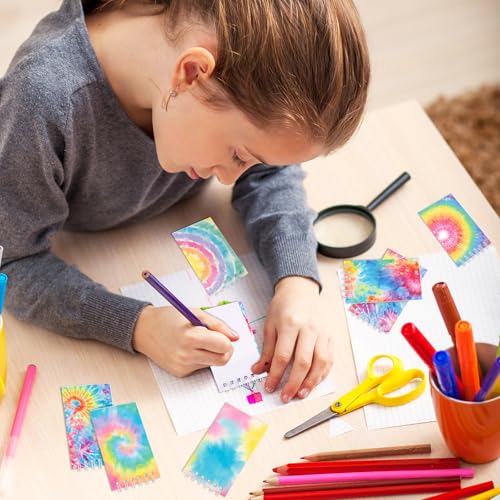 Hooqict 24 Pack Mini Tie Dye Notepads Multicolor Pocket Notebooks Small Spiral Notebook Mini Journal Pocket Notepad Memo Pads for Kids Girls Birthday Art Party Favors Classroom School Office Supplies, 3.9 x 2.4 Inch - style: Tie Dye 2