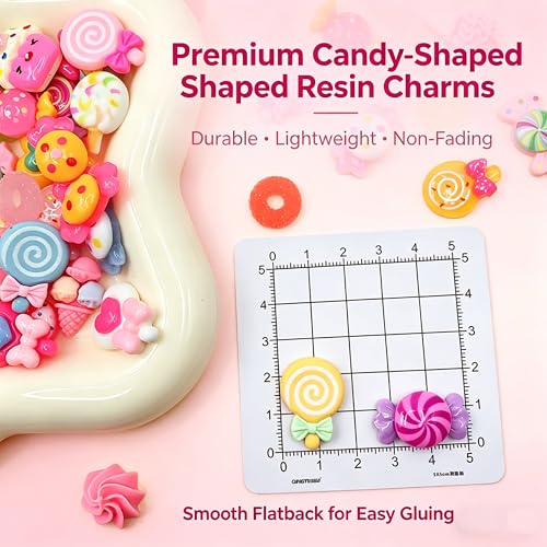100Pcs Slime Charms Resin Flatback - Kawaii Candy Resin Charms for DIY Crafts, Phone Case Decor, Hair Clips, Scrapbooking Embellishments, Decoden Supplies - Random Mixed Styles, Various Colors - color: Multicolor