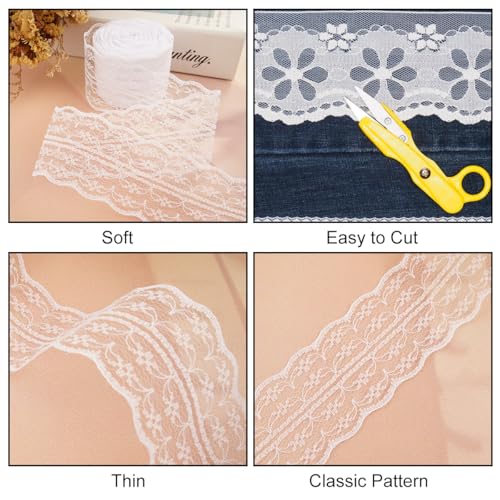 80 Yards Baby Pink Lace Trim Ribbon,8 Rolls Crochet Sewing Assorted Patterns Vintage Floral Lace Ribbons for Sewing DIY,Gift Wrap,Scrapbooking, Bridal Shower Wedding Decor, 10 Yards Each Roll - color: Baby Pink