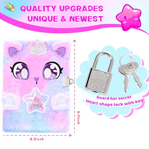 Cat Diary with Lock, Secret Journal for Girls Ages 4-12 - style: Cat
