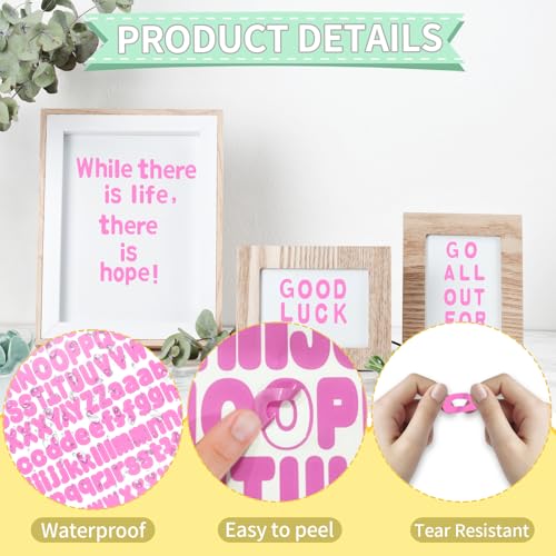 Alphabet Sticker, 1'' Pink Letter Stickers - 12 Sheets, Self-Adhesive Vinyl Mailbox Numbers & Letters for Bulletin Boards, Classroom & Home Decor - color: Pink, size: 1Inch