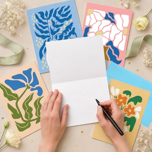 Nihuecne 40 Pack Floral Blank Greeting Cards and Envelopes, 10 Designs