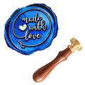 Made With Love Heart Monogram Wax Seal Sealing Stamp Kit Rosewood Handle Mother's Fathers Day Valentine Decorating Gift Packing Envelope Parcel Christmas Card Letter Wedding Invitation Seal Stamp