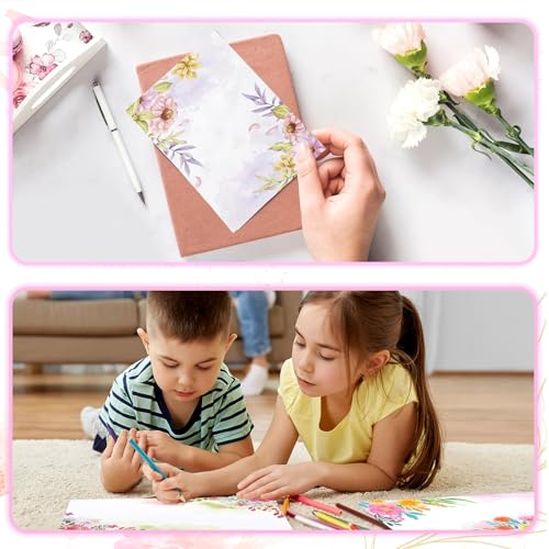 50 Pcs Stationery Paper Envelopes Set | Includes 24 Writing Paper & 24 Envelopes & 24 Stickers, Flower Floral Letter Writing and Stationery Paper Envelopes(6Style) - color: Wildflower 2