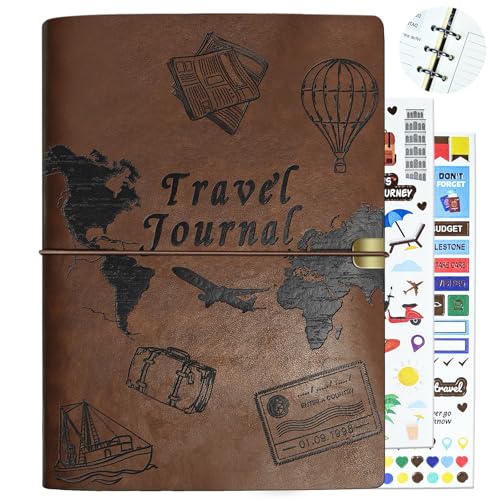 Travel Journal for Women Men and Couples, Leather Travel Notebook - color: Brown