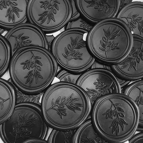 Pollize 50Pcs Wax Seal Stickers, Wedding Invitation Envelope Stickers - color: Black