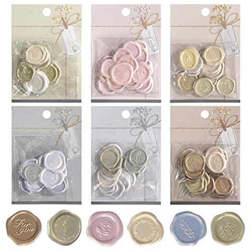 SHANGRLA 108 PCS Premade Floral Wax Seal Stickers for Wedding Invitations - style: Pastel