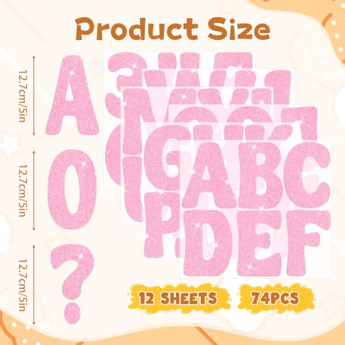 Bulletin Board Letters 74 PCS Glitter Letter Stickers Large 5 Inch, Pink - color: Pink, size: 5 Inch