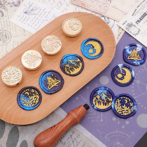 SWANGSA Wax Seal Stamp Kit, Castle Magic Book, Moon Plant, Starry, Mountain - style: Moon Series