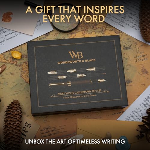 Wordsworth & Black Luxury Bamboo Brown Calligraphy Pen Set, 6 Nibs - color: Brown Wood